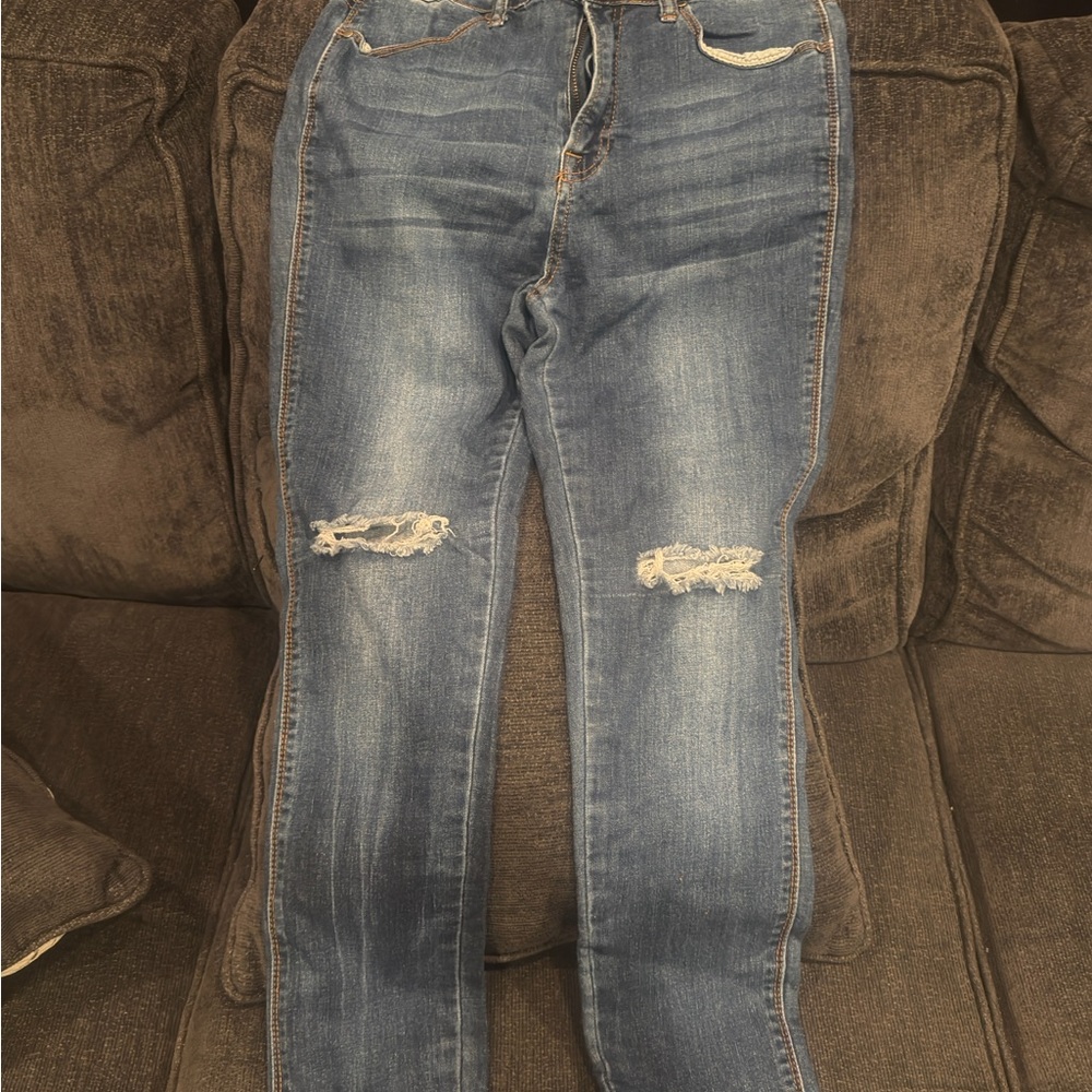 Revamped Blue Distressed Skinny Jeans